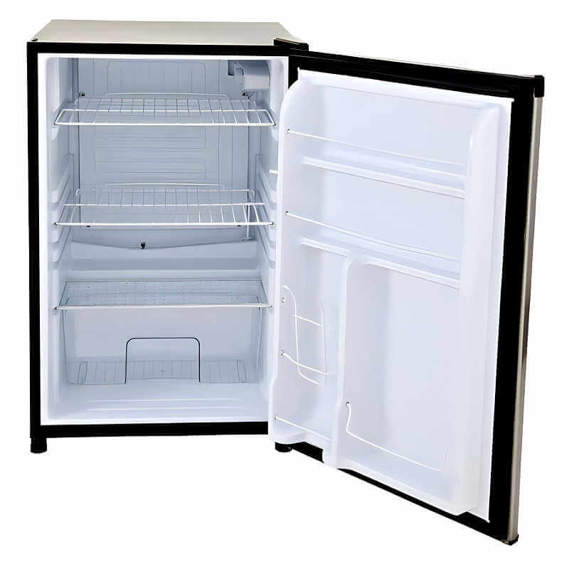 Lion Sensational Q BBQ Island:  20-Inch 4.5 Cu Ft. Refrigerator with Door Storage