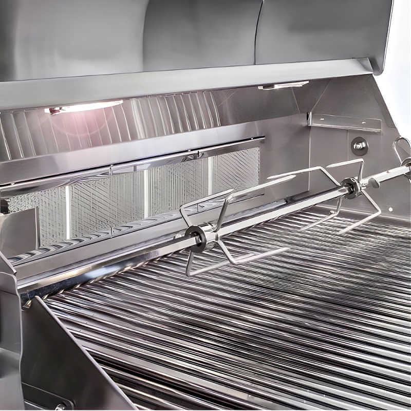 Lion Sensational Q BBQ Island: L75000 32-Inch 4-Burner Gas Grill | 32-inch Rotisserie Kit