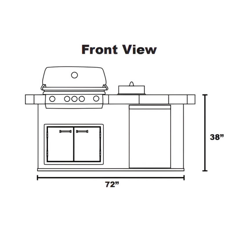 Lion Sensational Q BBQ Island: L75000 32-Inch 4-Burner Gas Grill | Dimensions