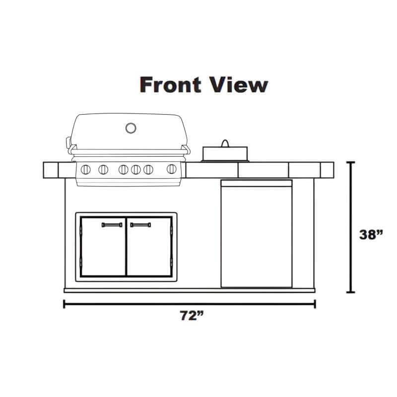 Lion Sensational Q BBQ Island: Front View Dimensions