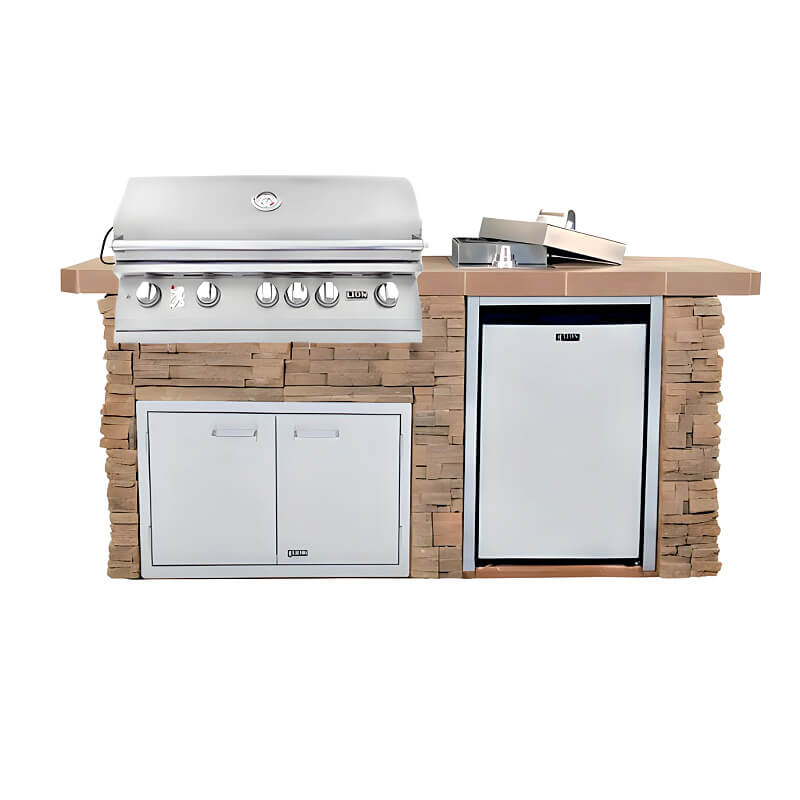 Lion Sensational Q BBQ Island: L90000 40-In Grill, Side Burner, Fridge, and Double Door