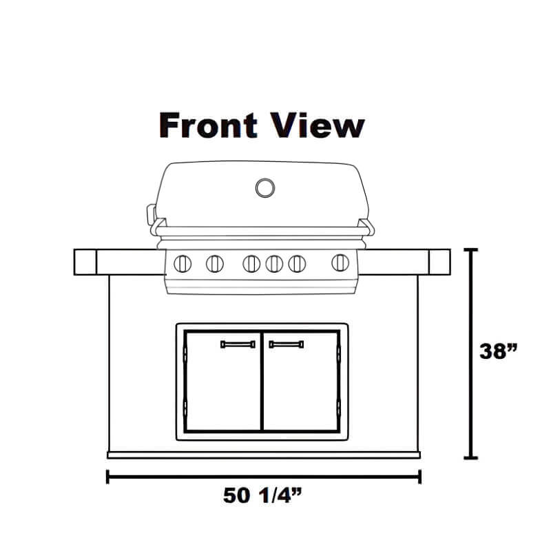 Lion Superior Q BBQ Island: L90000 40-Inch Grill & 33-Inch Double Door | Dimensions