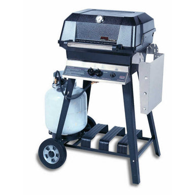 MHP JNR4DD Gas Grill With Stainless Steel Shelves And Aluminum Cart