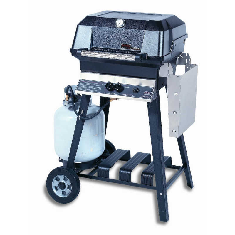 MHP JNR4DD Gas Grill With Stainless Steel Shelves And Aluminum Cart