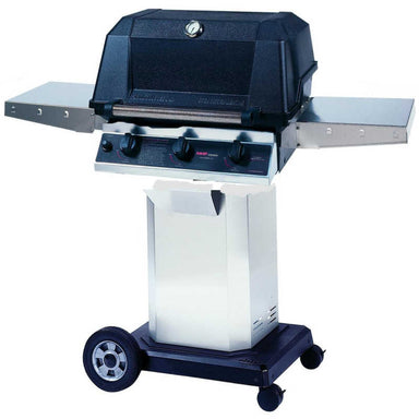 MHP WHRG4DD Hybrid Gas Grill W/ SearMagic Grids On Stainless Cart