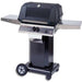 MHP WNK4DD Gas Grill With Stainless Steel Shelves And SearMagic Grids On Black Cart