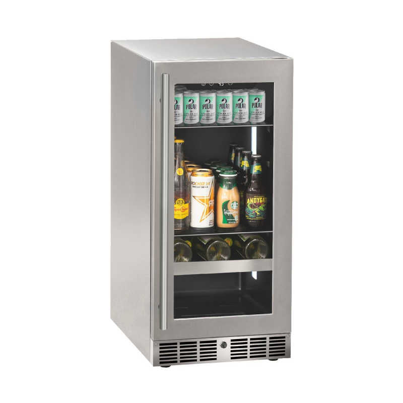 Marvel Essential 15-Inch Stainless Glass Door Beverage Center with Lock
