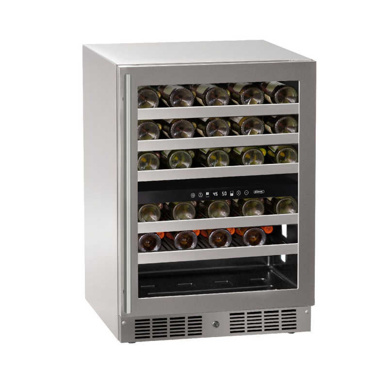 Marvel Essential 24-Inch Stainless Glass Door Dual Zone Wine Refrigerator with Lock