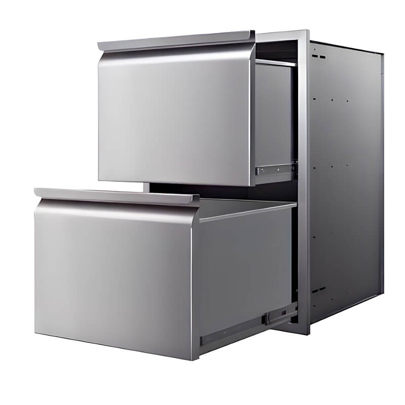 Memphis Grills 21 Inch Stainless Steel Double Access Drawer | Soft-Closing Drawer Glides