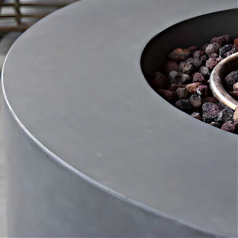 Modeno Tramore Light Gray Concrete Round Fire Table With Wide Ledge