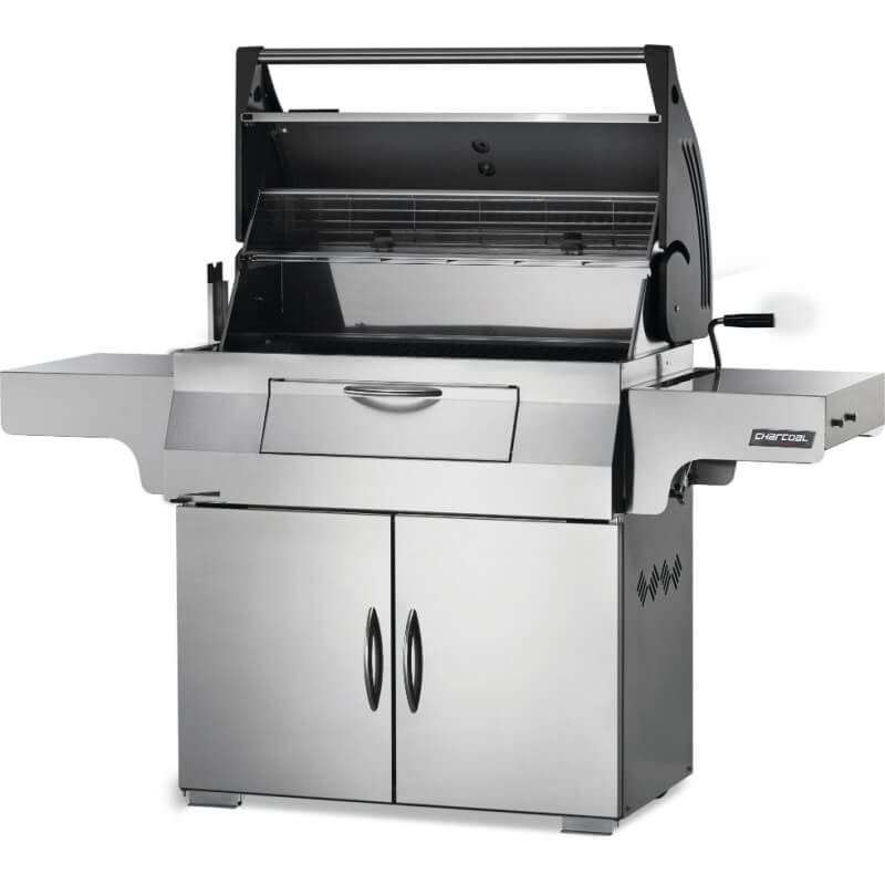Napoleon Professional Freestanding Charcoal Grill | Hood Opened