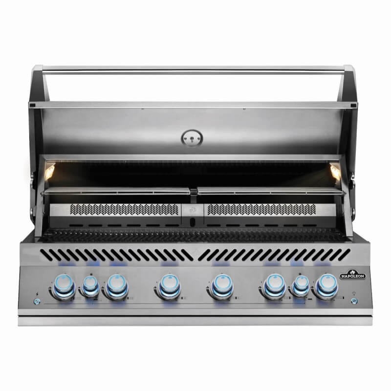 Napoleon 700 Series 6-Burner 44-Inch Built-In Gas Grill | Hood Opened