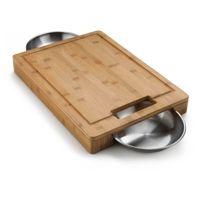 Napoleon Bamboo Cutting Board w/ Stainless Steel Bowls - 70012