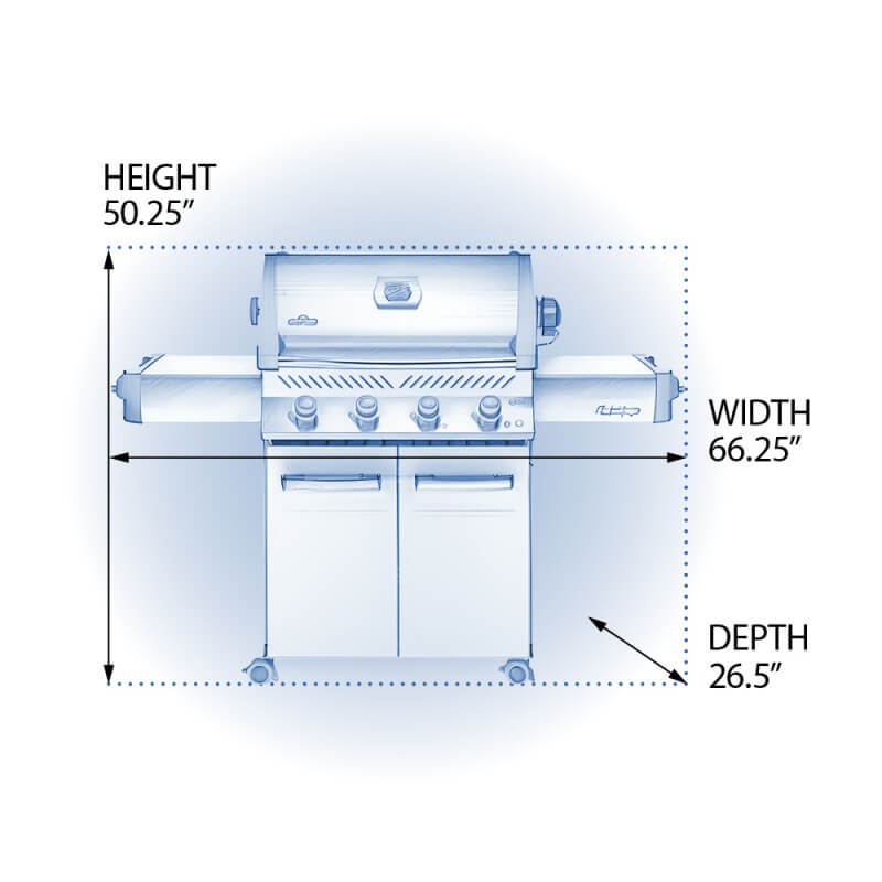 Napoleon Prestige 500 4-Burner Gas Grill | Dimensions