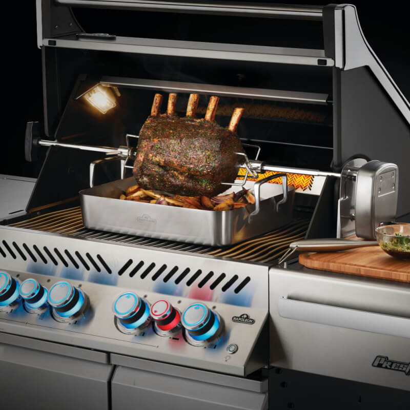 Napoleon Prestige PRO 500 4-Burner Grill | Shown with Rotisserie Kit