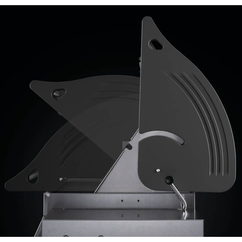 Napoleon Professional Freestanding Charcoal Grill | Side View 90 Degree Hood Opening