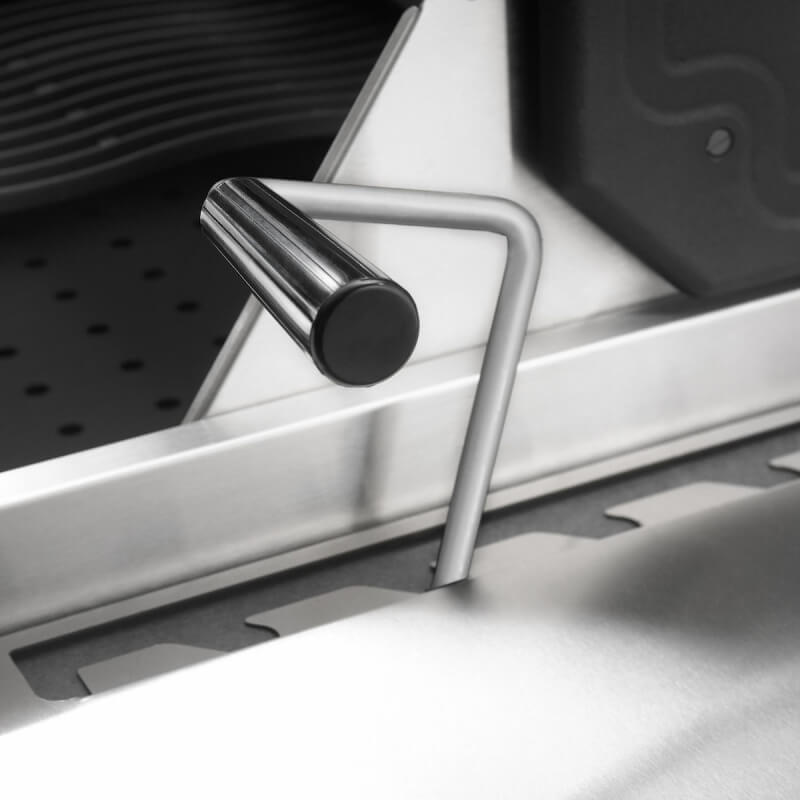 Napoleon Professional Freestanding Charcoal Grill | Charcoal Tray Handle Close Up