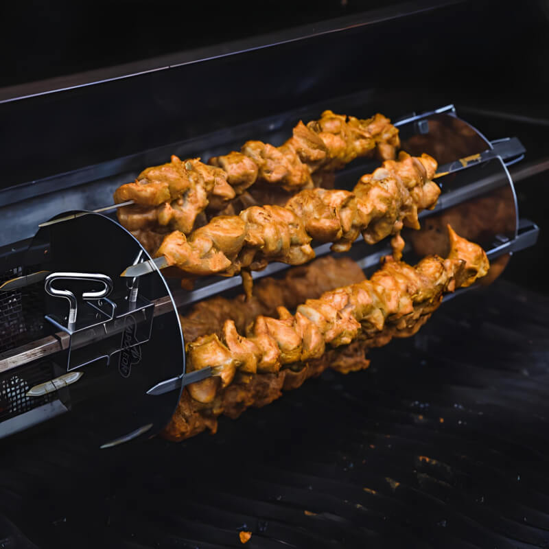Napoleon Rotisserie Shish-Kebab Skewer Set with Removable Skewers | Shown on Grill