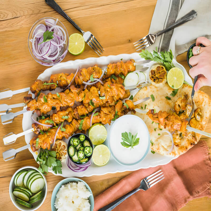 Napoleon Rotisserie Shish-Kebab Skewer Set with Removable Skewers | Butter Chicken