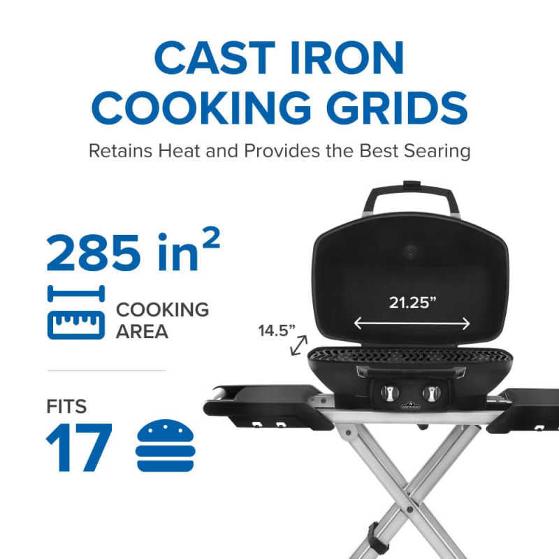 Napoleon TravelQ Pro 285X Portable Grill | Cast Iron Cooking Grids