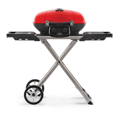 Napoleon TravelQ 285X Freestanding Portable Propane Gas Grill w/ Scissor Cart and Griddle - Red
