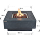 Elementi Manhattan Fire Pit Table in Dark Gray with Dimensions
