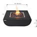 Modeno Aurora Slate Black Square Concrete Fire Table Dimensions