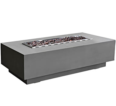 Elementi Granville Rectangular Concrete Fire Table in Light Gray With Durable Concrete Body