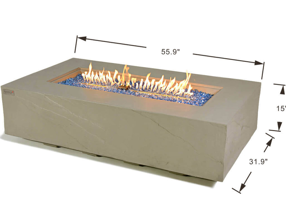 Elementi Plus Meteora Space Gray Concrete Rectangular Fire Table Dimensions