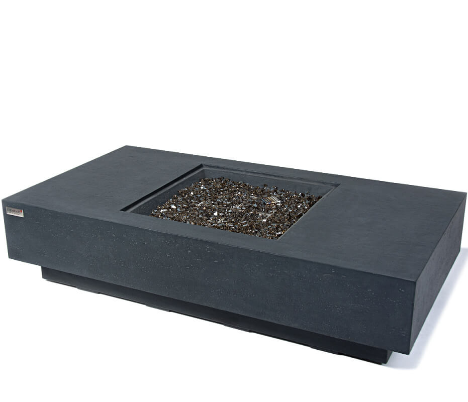 Elementi Plus Cannes Slate Black Concrete Rectangular Fire Table - OFG416DG