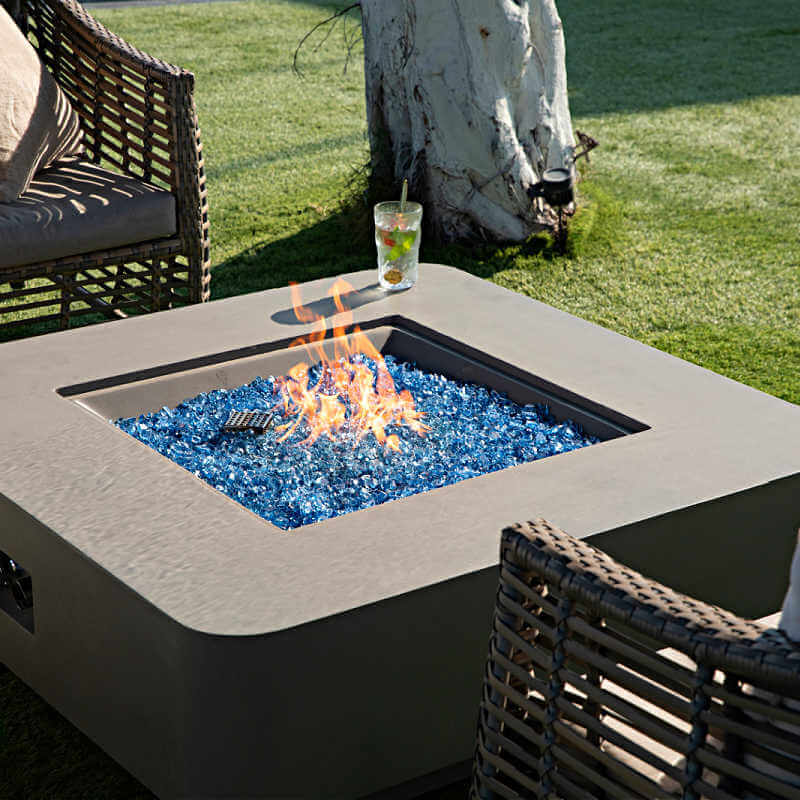 Elementi Plus Lucrene Fire Table on Patio