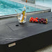 Elementi Plus Valencia Black Marble Porcelain Fire Table with Aluminum Lid on Pool Patio