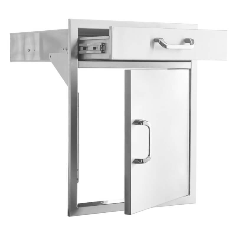 PCM Pcm 21 Inch Traditional Door Drawer Combo Storage | 304-Grade Stainless Steel | Made in USA