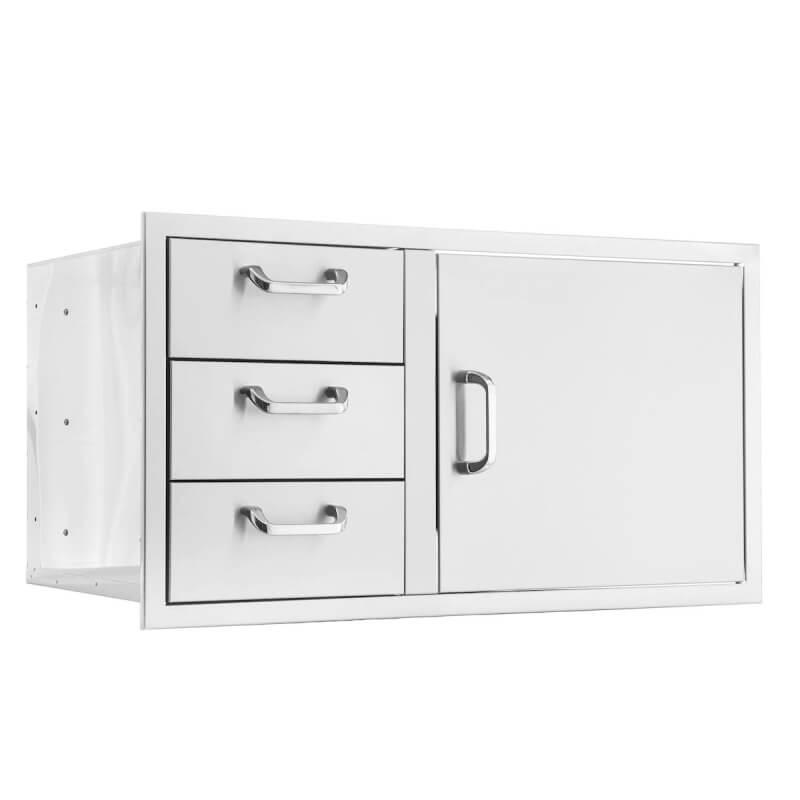 PCM Pcm 39 Inch Door Triple Drawer Combo In Stainless Steel | 304-Grade Stainless Steel | Made in USA