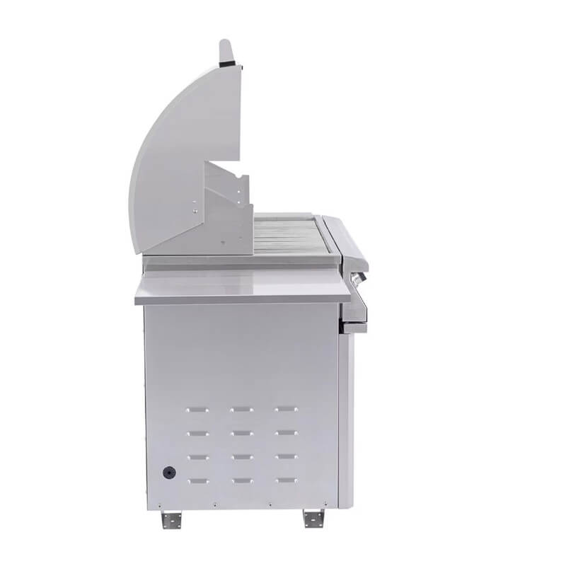 PGS Commercial E-Series 30 Inch Electric Grill on Pedestal | Side View Hood Opened