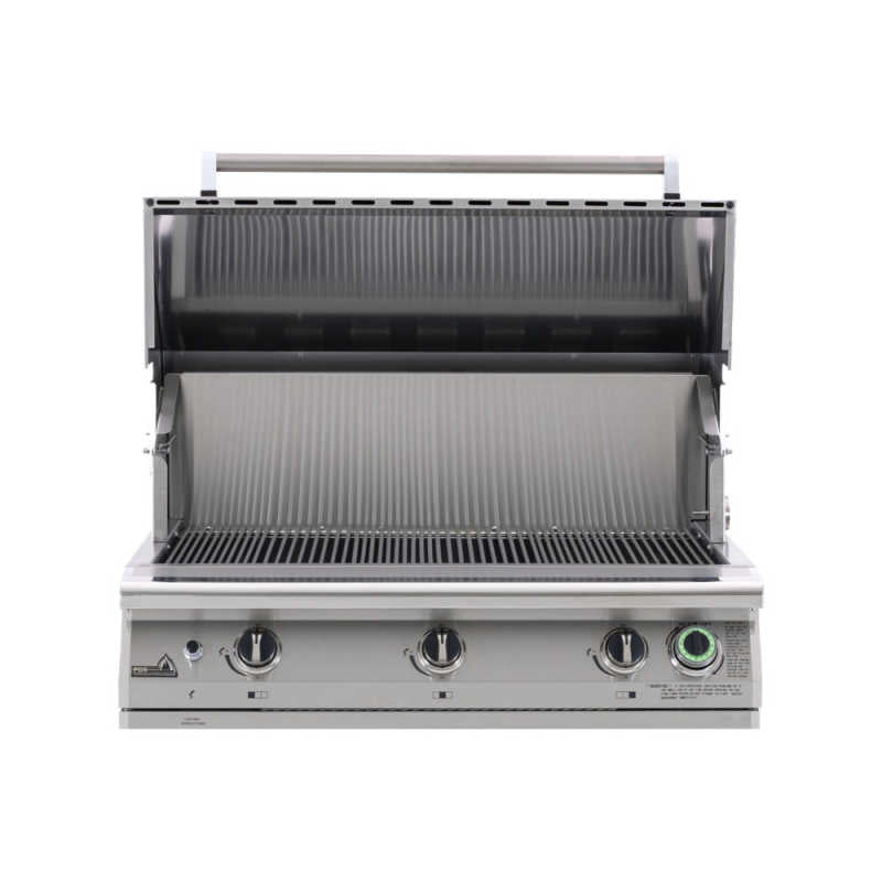PGS T-Series S36T Commercial 39-Inch Built-In Gas Grill With Timer | Hood Opened