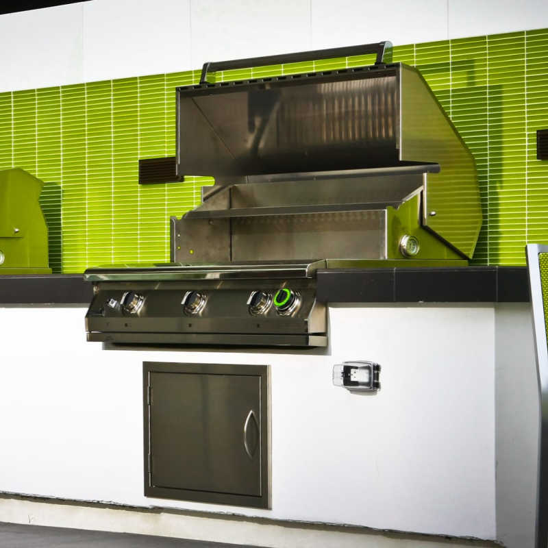 PGS S36T T Series Gas Grill | Shown with Hood Open At Condo