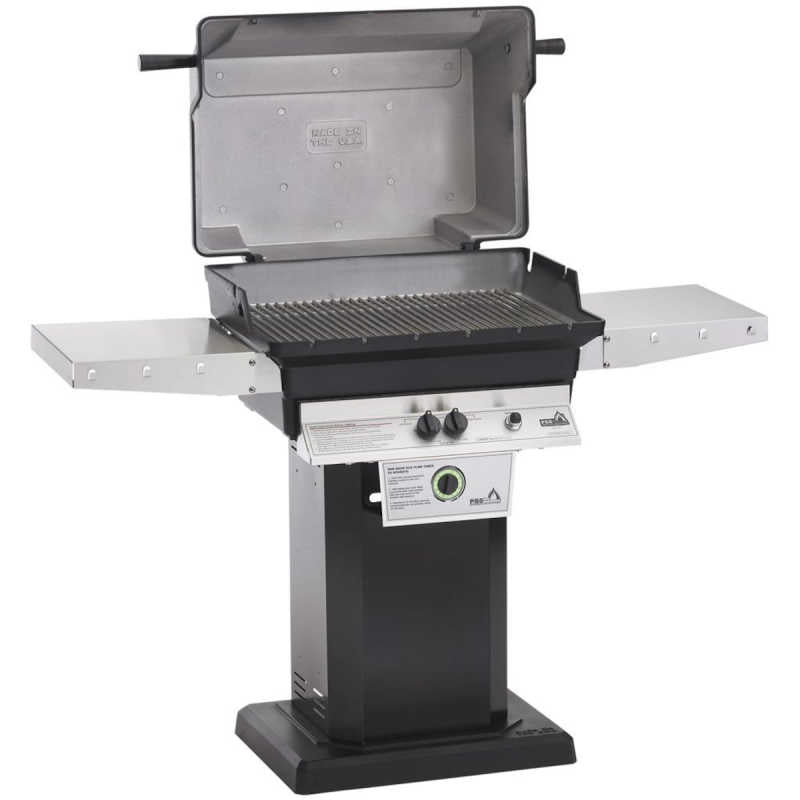 PGS T40 Aluminum Gas Grill On Bolt-Down Patio Post | Hood Opened