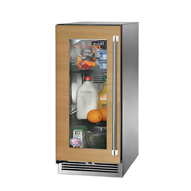 Perlick 15-Inch Signature Series Panel Ready Glass Door Marine Grade Outdoor Refrigerator - Left Hinge