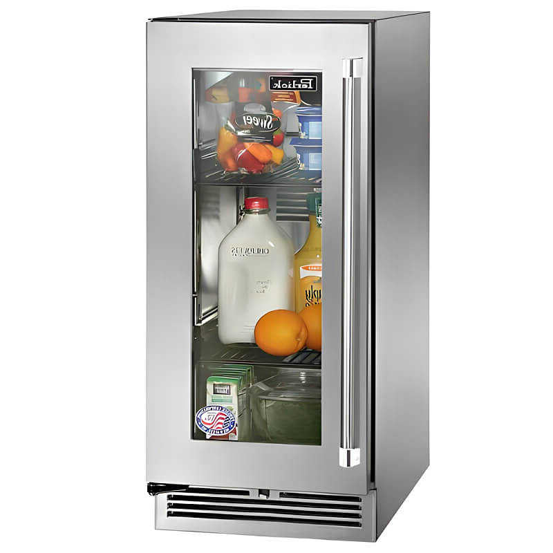 Perlick 15-Inch Signature Series Stainless Steel Glass Door Marine Grade Outdoor Refrigerator - Left Hinge