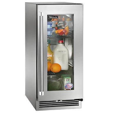 Perlick 15-Inch Signature Series Stainless Steel Glass Door Outdoor Refrigerator | Right Hinge