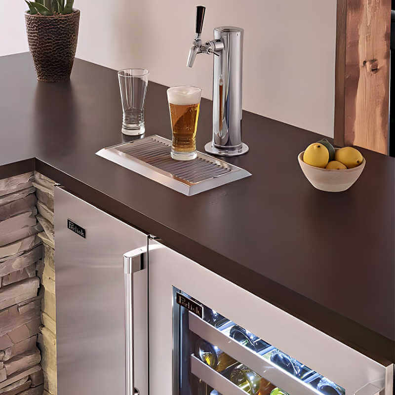 Perlick 15-Inch Signature Series Stainless Steel Outdoor Beverage Dispenser | Shown Installed in Countertop