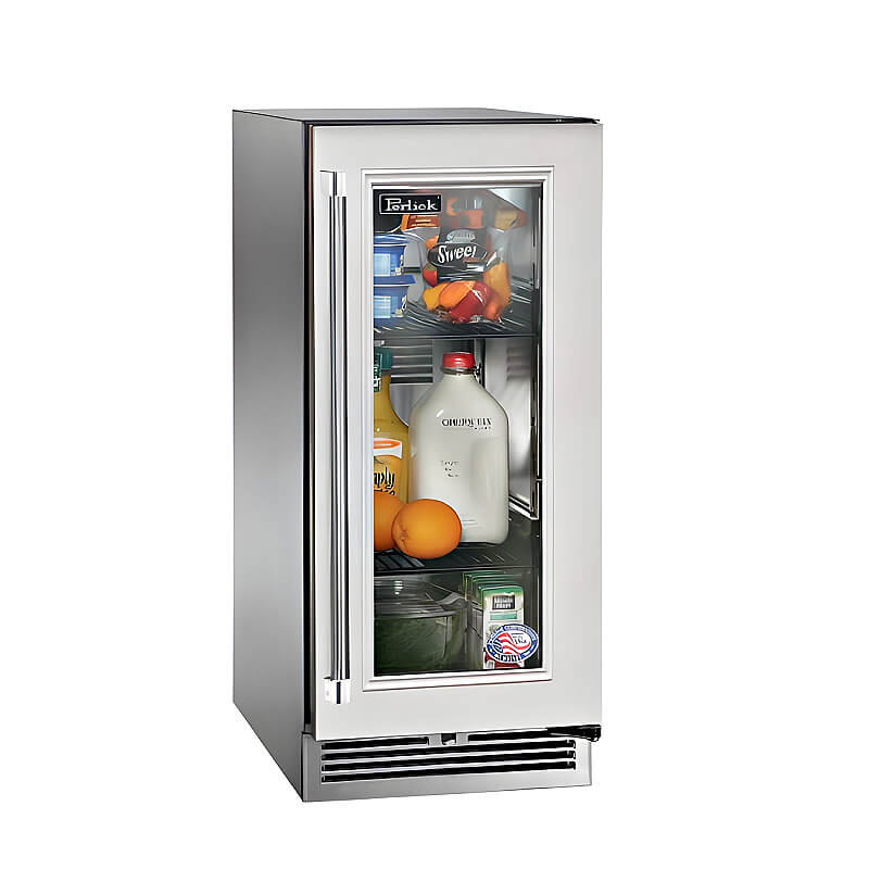 Perlick 15-Inch Signature Series Stainless Steel Panel Ready Glass Door Outdoor Refrigerator | Panel Ready - Right Hinge