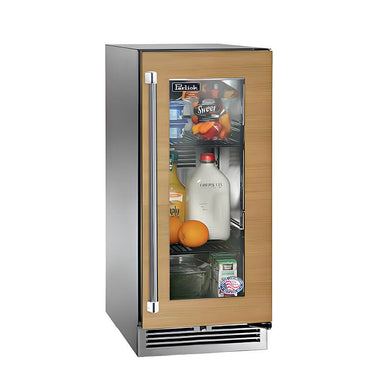 Perlick 15-Inch Signature Series Stainless Steel Panel Ready Glass Door Outdoor Refrigerator | Right Hinge