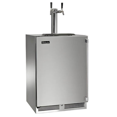 Perlick 24-Inch C-Series Marine & Coastal Stainless Steel Double Tap Outdoor Beverage Dispenser | Left Hinge