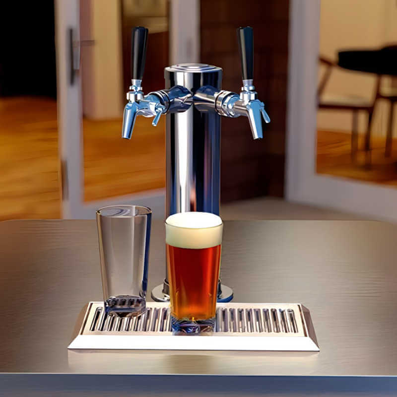 Perlick 24-Inch Signature Series Stainless Steel Double Tap Outdoor Beverage Dispenser w/ Lock | Countertop Installation