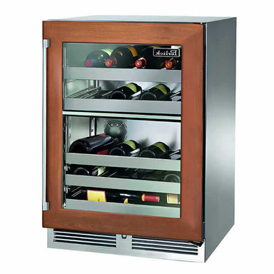 Perlick 24-Inch Signature Marine & Coastal Panel Ready Glass Door Outdoor Dual Zone Wine Reserve w/ Lock - HP24DM-4-4RL