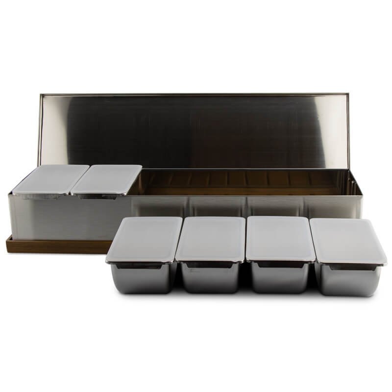 Pinnacolo Condiment/Pizza Topping Stainless Steel Station | Easy Removable Containers