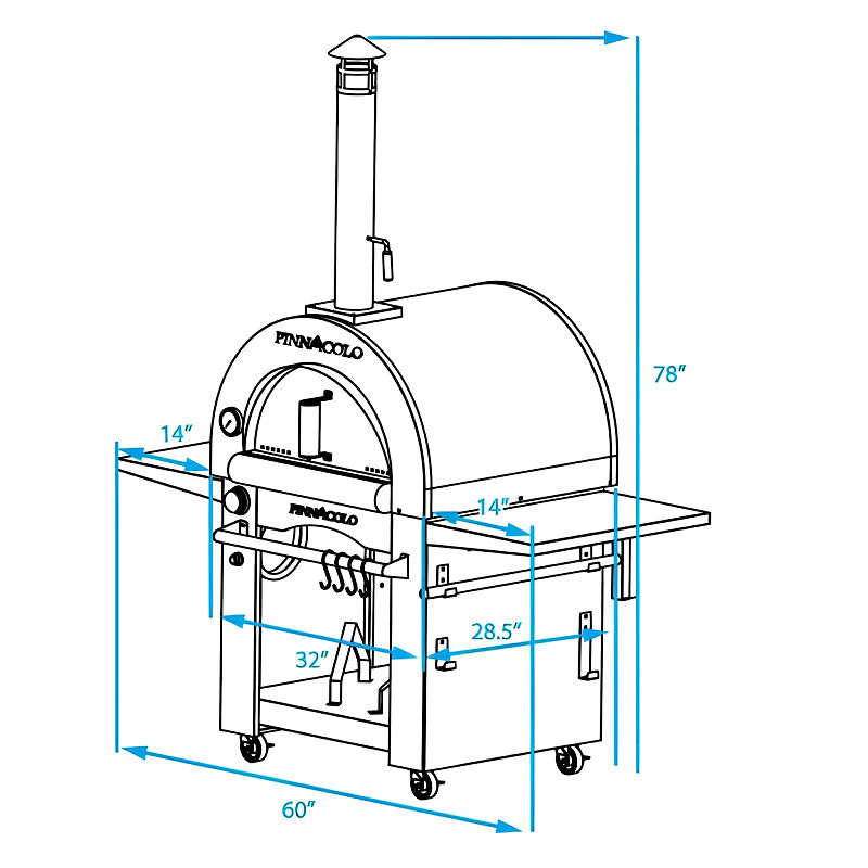 Pinnacolo Ibrido Hybrid Freestanding Outdoor Pizza Oven | Dimensions