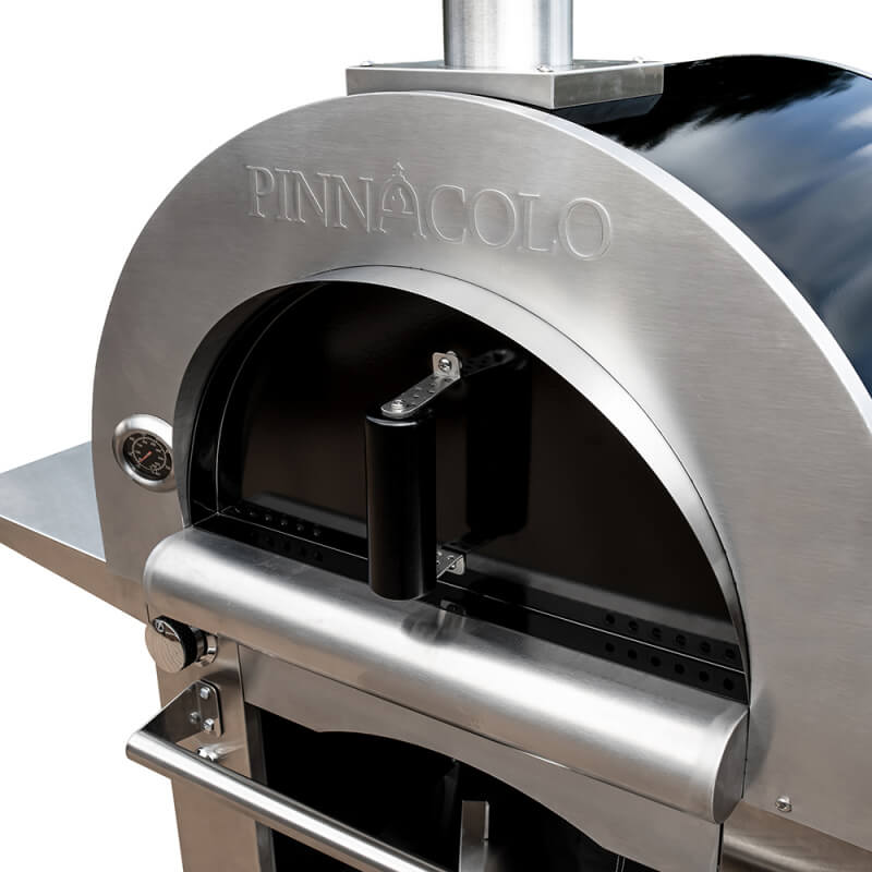 Pinnacolo Ibrido Hybrid Freestanding Outdoor Pizza Oven | Black Metal Door w/ Wooden Handle